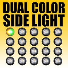 20x 12V Dual Color Amber Green LED Marker Lights Truck Trailer Side Bullet Light
