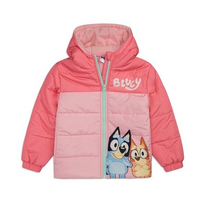 Bluey Mädchen gefütterte Jacke mit Kapuze - warmer Fleece gefütterter Mantel - Alter 2-8 Jahre
