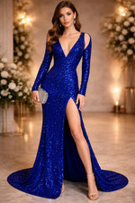 BRAND NEW- FASHION NOVA BLUE SEQUIN DRESS SIZE XS