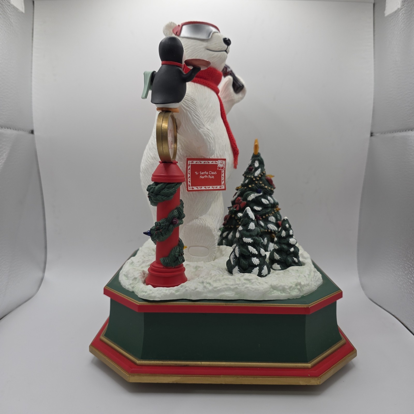 1994 Coca-Cola Polar Bear Animated Musical Christmas Display North Pole ...