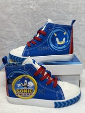 Sonic The Hedgehog Kids High Top Sneakers Blue Red Lace Up Size 4