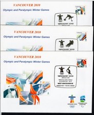 2010 Winter Olympics Vancouver Canada 5 - different  covers postmarks 2026 Milan