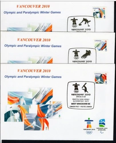 2010 Winter Olympics Vancouver Canada 5 - different  covers postmarks 2026 Milan