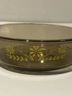 Glasbake Jeanette Oval Amber Casserole Dish Yellow Daisies 8" Vintage