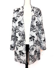 Black & White Floral Kasper Topper Jacket Blazer, Size 16 - Free Shipping