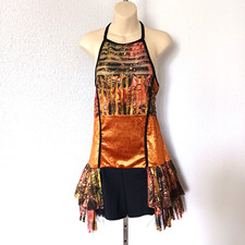 A Wish Come True Dance Costume Woman's Large Tap Drumming Halter Shorts Velvet
