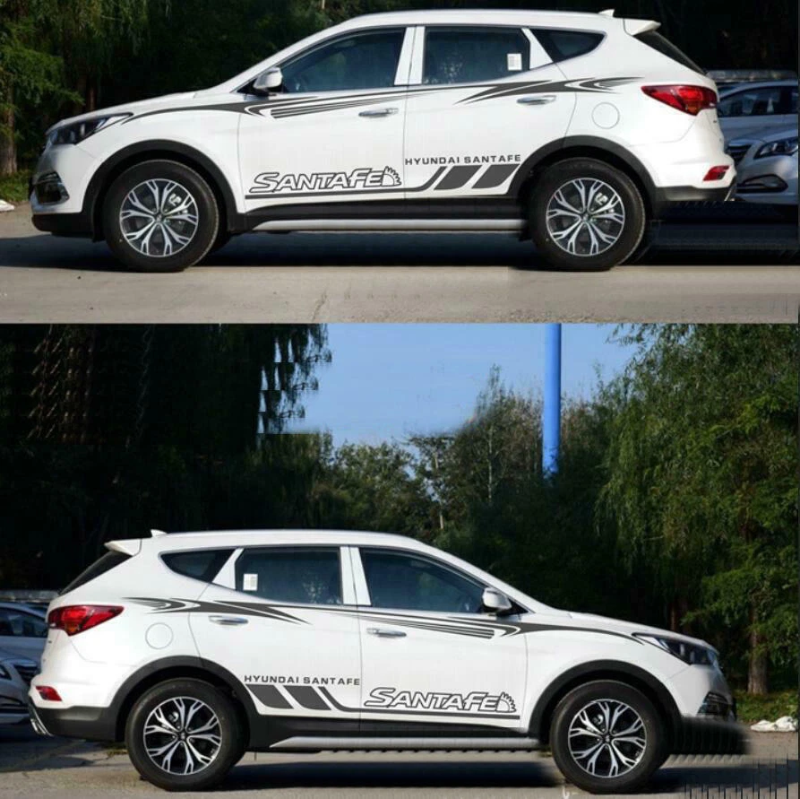 Kit de calcomanías gráficas para puerta lateral adhesiva de coche para Hyundai Santa Fe línea de cintura a rayas Foto 4 de 4