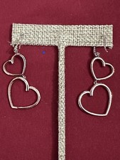 Sterling Silver Dangle Heart Earrings Rose Gold Vermeil Sterling Silver