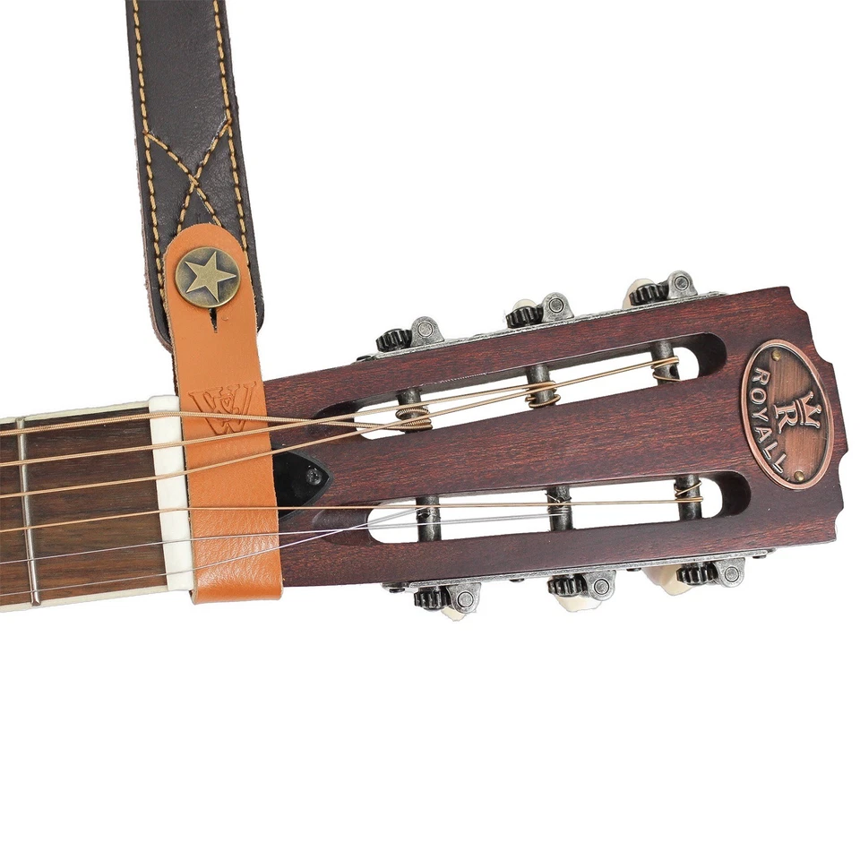 Adaptador de cabezal de botón con correa de guitarra acústica Walker & Williams AT-1 bronceada Foto 4 de 4