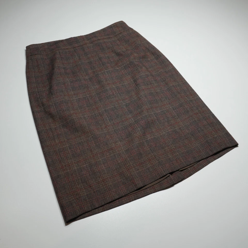 Falda Banana Republic Heritage para mujer 4 tela italiana mezcla de lana marrón a cuadros Y2K