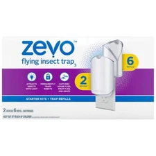 Zevo Flying Insect Trap, Fly Trap, Fruit Fly Trap (2 Plug-in Bases + 6 Refill Ca