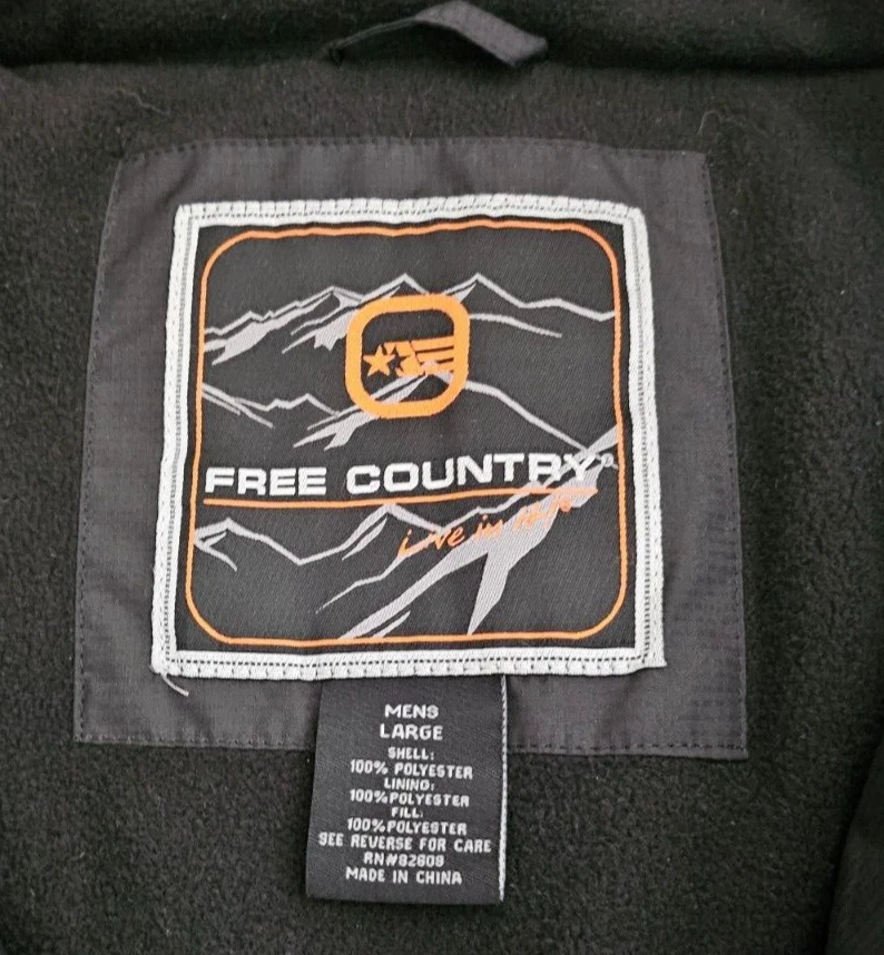 Free Country Jacket Coat Mens Large Black Dobby Textured Lined Heavy Fleece - Image 3 of 4