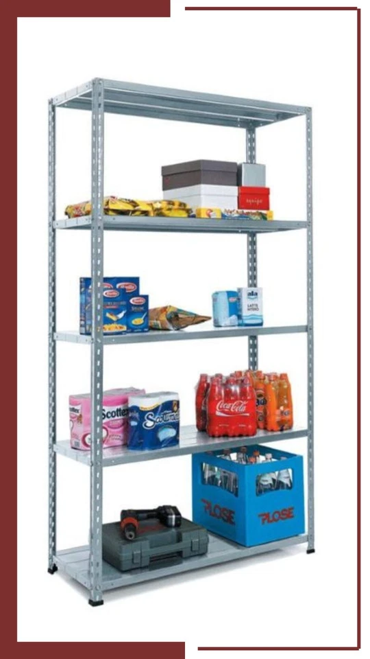 Scaffale in Metallo per Ordine Garage Scaffalatura 5 Ripiani Portata Max 400 kg - Immagine 4 di 4