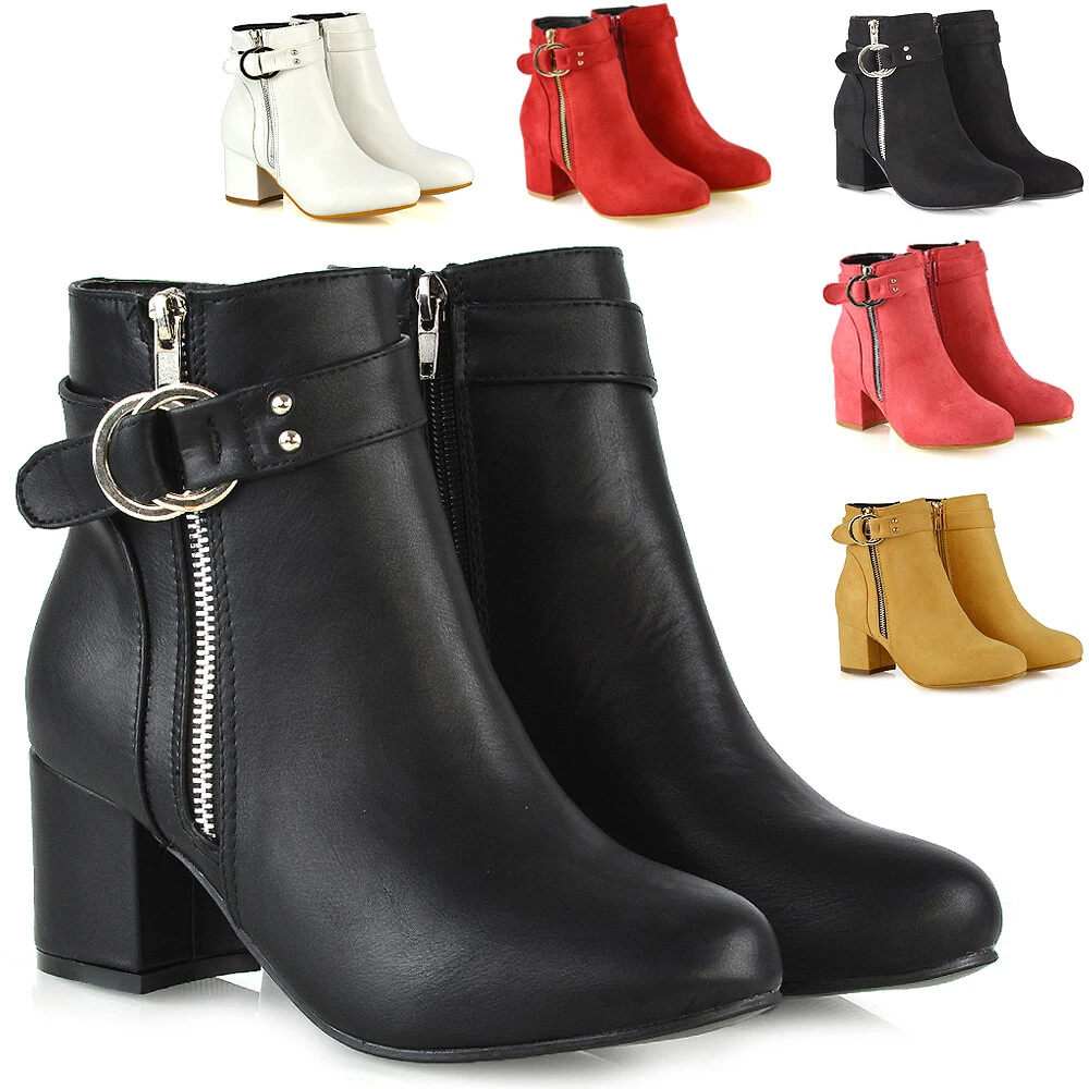 Buy IN KITTEN MID HEEL SOLID BLACK ANKLE BOOTS for Women Online in India