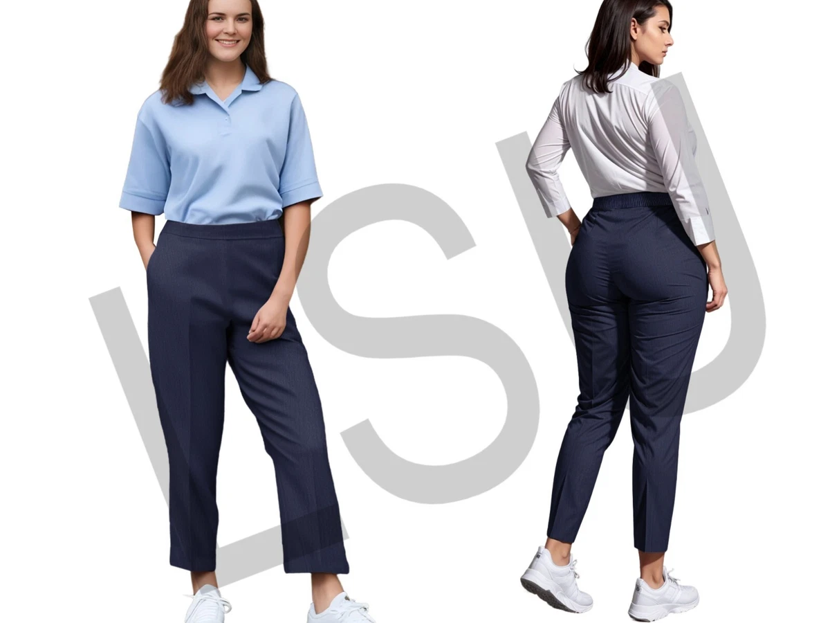 Pantalones escolares de ajuste grande para niñas Medio cintura elástica elásticos Pantalones para niñas