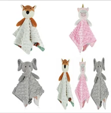 Boritar Baby Security Blanket with Lovely Animal Pattern Backing14" Various