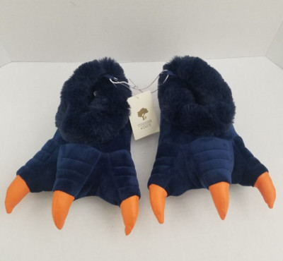TUCKER + TATE Blue Orange Claw Monster Foot Faux Fur Cozy Soft Slippers Kids 9