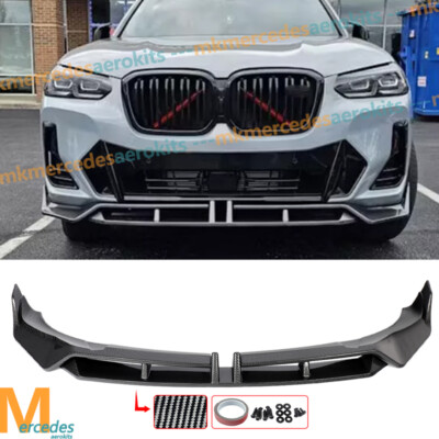 For 2022-2024 BMW X3 G01 X4 G02 LCI M Sport Carbon Look Front Bumper Spoiler Lip