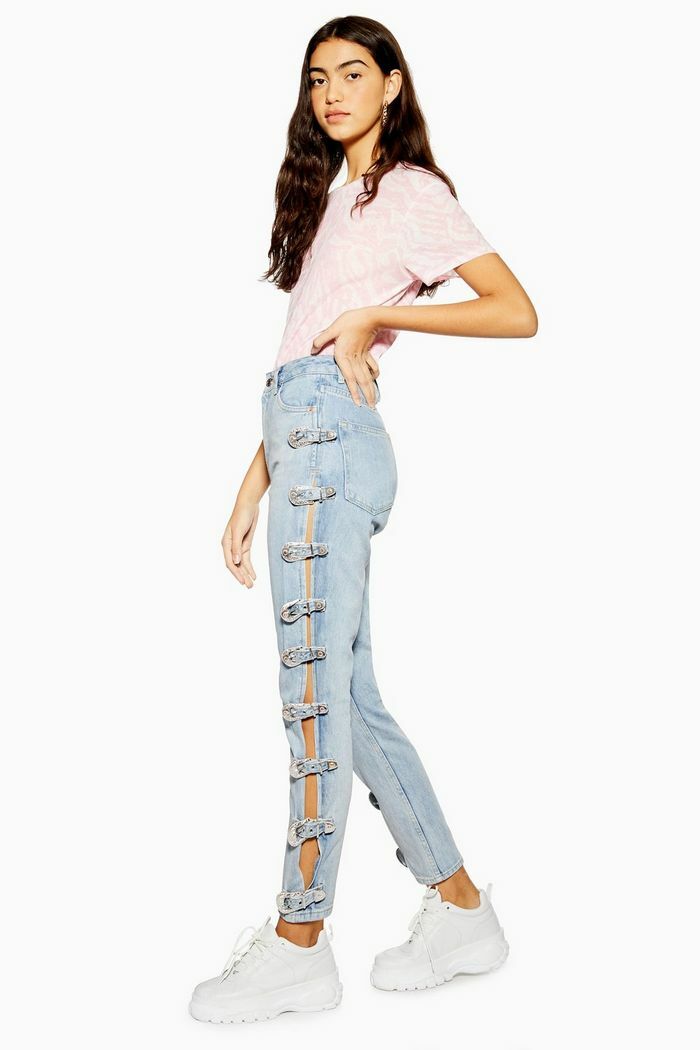 topshop bleach stone premium mom tapered jeans