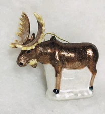 Moose Christmas Tree Ornament Glass, Antlers, Woodland