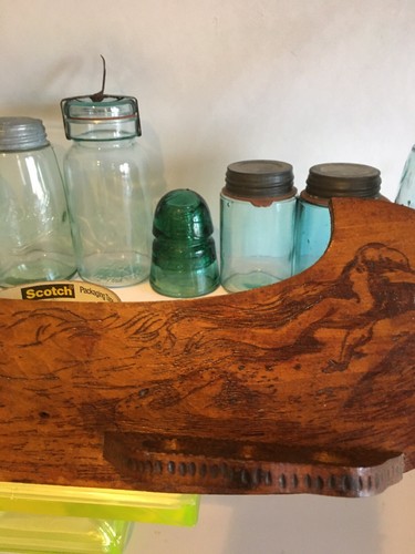 Scrimshawed Antique Sailor Nude Woman Siren Smoking Pipe Rack 1919 Rare Humidor - Picture 5 of 12