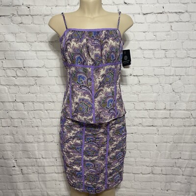 Doncaster Collection Purple Paisley Cami Top & Pencil Skirt Set Size 6 NWT