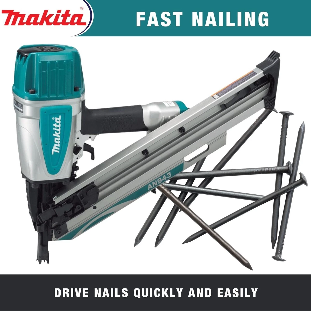 Makita Air Framing Nail Gun 50mm 90mm D Clip Nails AN943 D