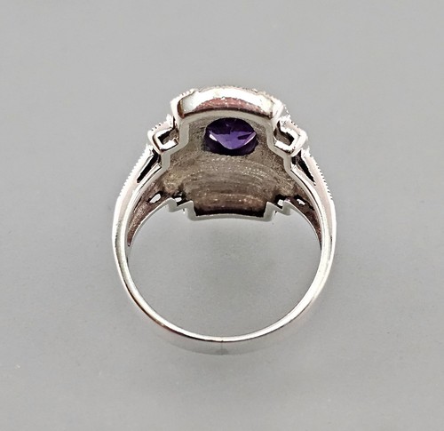 9923380 Vintage 925er Silver Opulent Amethyst-Markasit-Ring Gr.59 - Picture 4 of 5