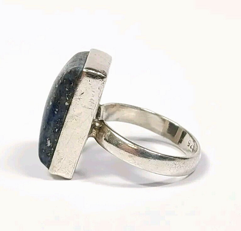 Sterling Silver Rectangular Blue Lapis Lazuli Rin… - image 5