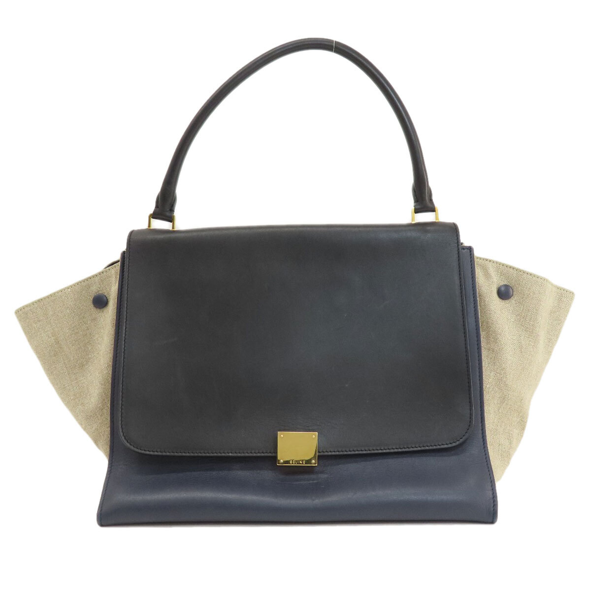 CELINEトラペーズ Celine Trapeze Small 2way Blue Leather Tote Shoulder Bag