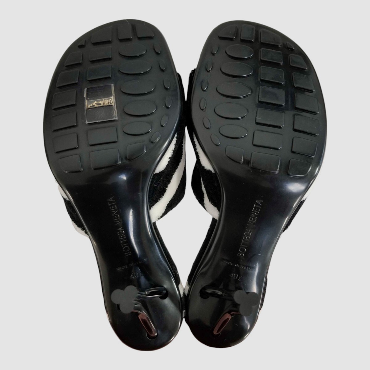 Bottega Veneta Women's White Black Zebra Mule Slide Heel