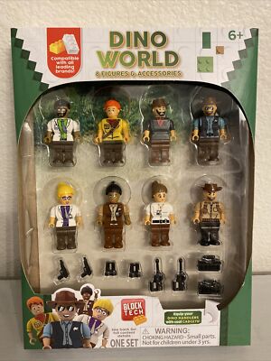 BLOCK TECH DINO WORLD 2  ACTION FIGURE TOY  8 FIGURES & ACCESSORIES (BRAND NEW)