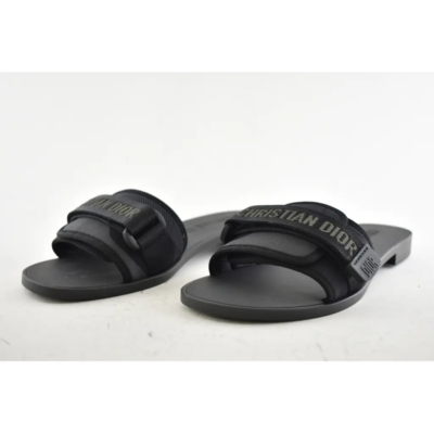 Christian Dior Dio(r)evolution Dway Black Rubber Logo Slide Mule
