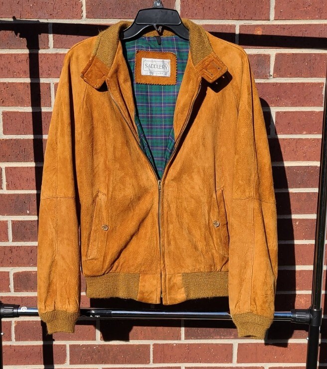 Genuine Suede Leather Bomber Jacket Women's Size 42 Gem