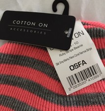 Cotton On Ruby Stripe Beanie Hat New OSFA