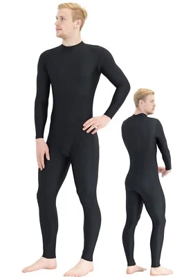 Ganzanzug lange Ärmel u. Beine Kragen Rücken-RV Herren Sportanzug stretch shiny - Bild 1 von 2