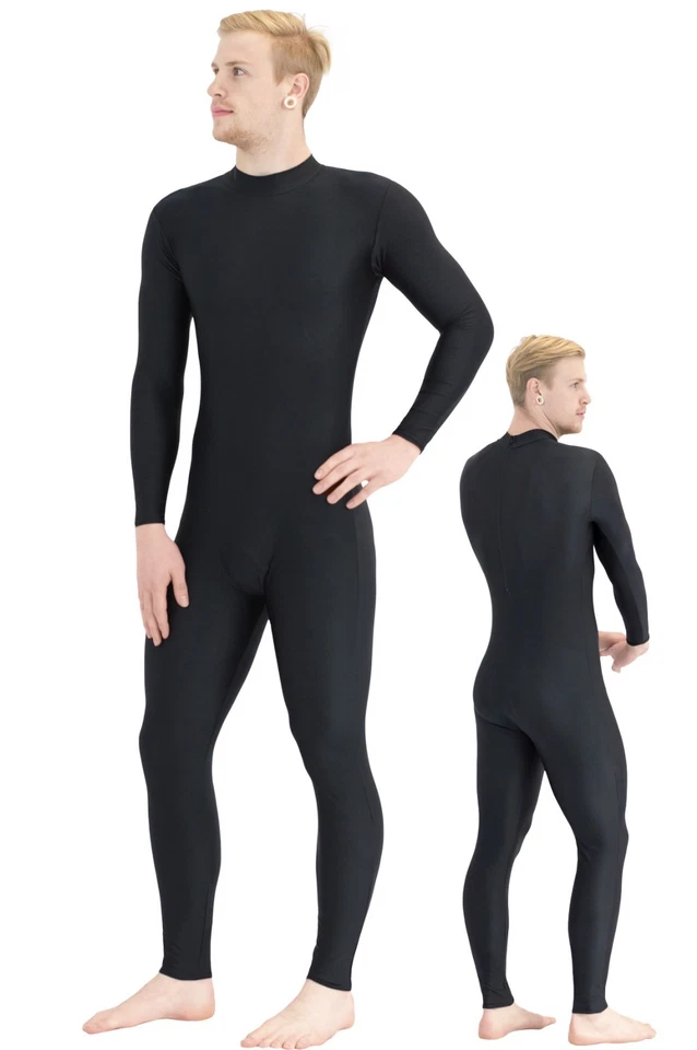 Ganzanzug lange Ärmel u. Beine Kragen Rücken-RV Herren Sportanzug stretch shiny - Bild 1 von 2