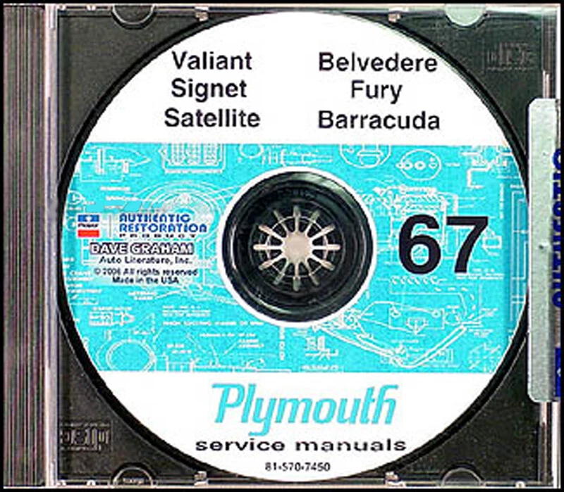 1967 Plymouth Atelier Manuel CD ROM Valiant Fureur GTX Satellite Belvedere Vip - Photo 1/1