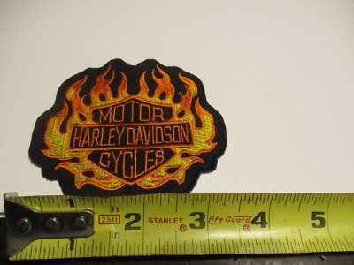 HARLEY DAVIDSON MOTOR CYCLES FLAMES BIKER PATCH PUT ON CAP OR JACKET