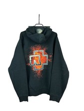 Vintage 2000's Rammstein Big Logo Hoodie Fire Rare Jacket Over Print Size XL