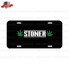 Stoner MJ Leaf Mary Jane Weed Cannabis 420 Pot Head License Plate tag