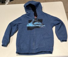 Quiksilver Hoodie Full Zipper Kids Boys Medium Size 6 Blue Insulated
