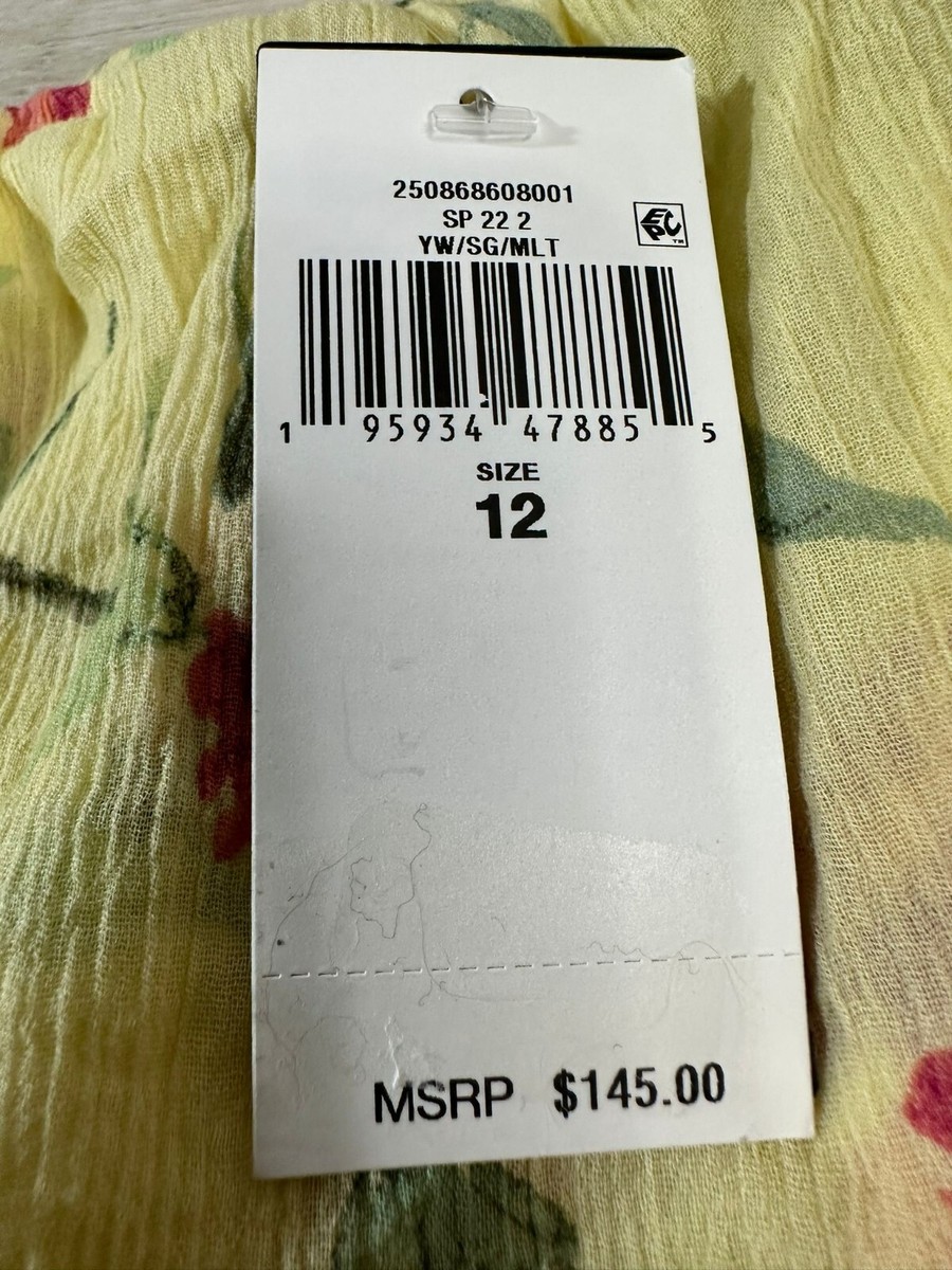 NWT Polo Ralph Lauren Womens Yellow Floral Crinkled Cotton Dress