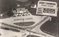 1950s GOODFIELD IL  Busy Corner Cafe SEALTEST ICE CREAM postcard RPPC real photo