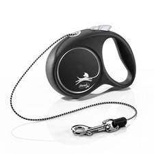 Black with Silver Trim Retractable Leash, 10FT Cord Extra Small
