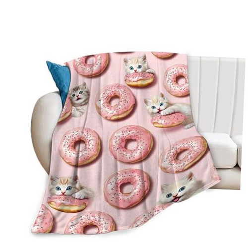 Donut Cat Blanket Donut Gifts for Girls Boys Woman Kids Donut Cat Lover Throw