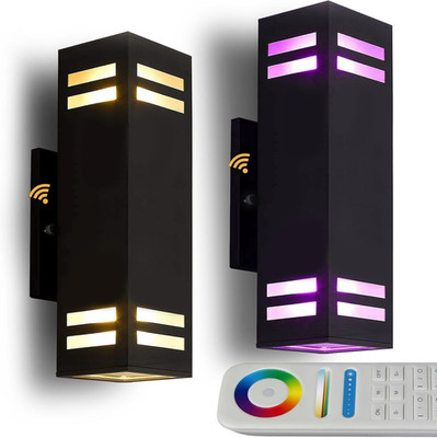 up and down Lights Outdoor, RGB Color Changing Outdoor Wall Lights with Dusk to