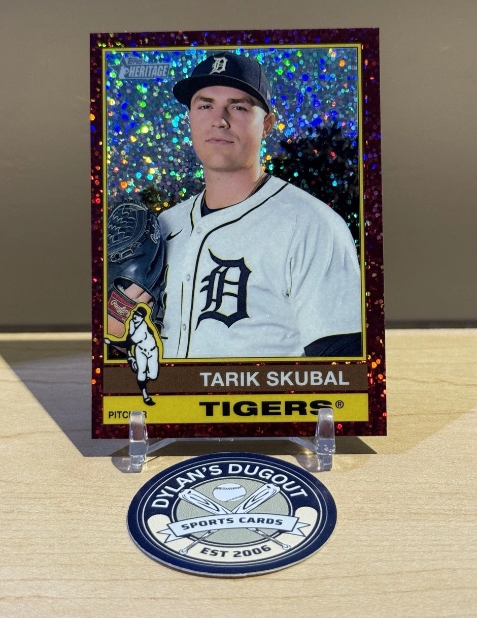 2025 Topps Heritage Tarik Skubal Tigers #116 Burgundy Sparkle Chrome