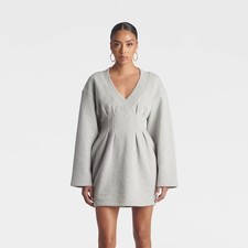 KBB by KAHLANA Women's Long Sleeve 'The V-Neck Sweatshirt Dress' - Heather