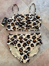 Girls Art Class Cheetah Print Bikini Size XL 14/16 UPF 50 NWT High Waisted
